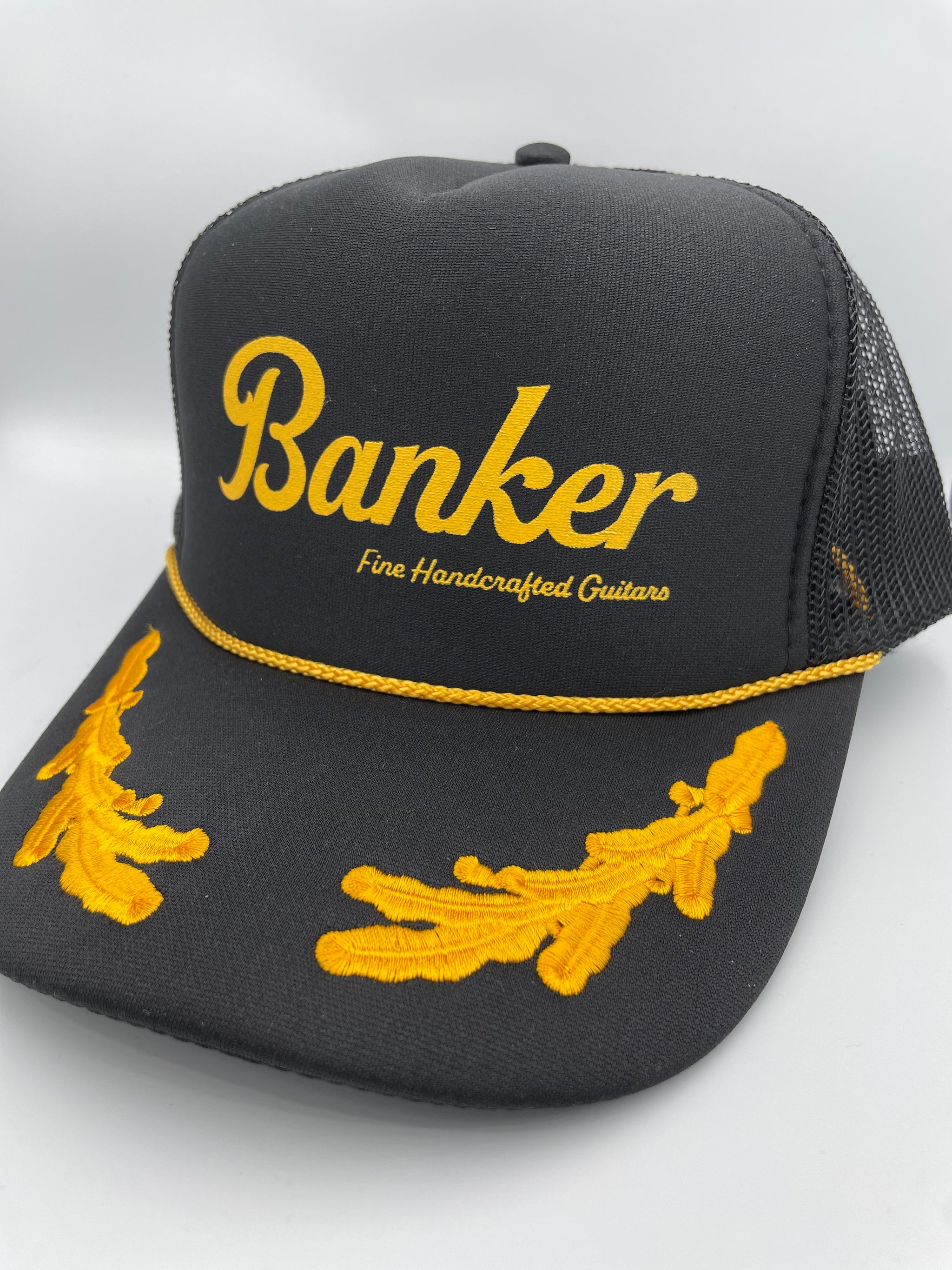 Black and Gold Oak Leaf Snapback Trucker